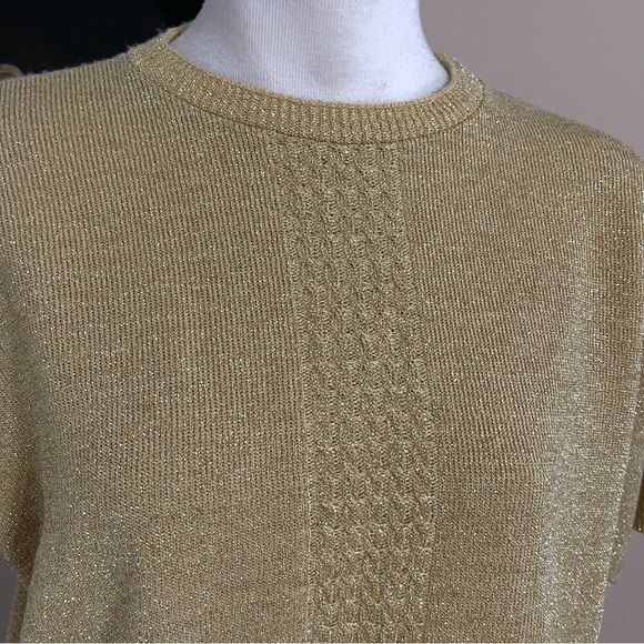 Vintage Alfred Dunner Gold Metallic Blouse M Fits L. Made in USA, Shimmery Retro - Picture 4 of 9